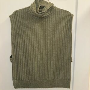 SHEIN Olive Ribbed Sleeveless Turtleneck Sweater Vest
